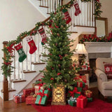 4FT Christmas Tree with 100 Multicolor LED Lights Pre-Lit Green Artificial Plant Pot Red Berries & 56233318