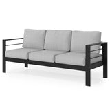 Patio Sofa Aluminum Outdoor Sofa with 3 Seats, All-Weather Metal Outdoor Couch with 5" Thick and B082P232962