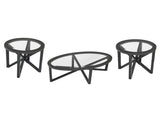 Modern simple coffee table, tempered coffee table solid wood base round transparent W487P317845