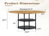 47.3-inch diameter modern splicing circular dining table - double-layer storage, wood and black W1151P428201