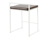Contemporary Stackable Counter Stool in White with Brown Faux Leather Cushion - Set of 2 B202P222381