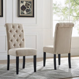 Leviton Solid Wood Tufted Asons Dining Chair, Set of 2, Tan T2574P164565