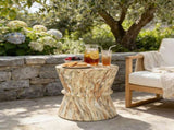 U_Style Hourglass shape Outdoor Side Table, Concrete Contemporary Lightweight Accent Table with N711P422072A