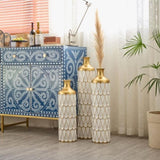 Floor metal vase modern style decoration droplet shaped white metal vase 3-piece set gorgeous W2796P255601