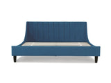Aspen Vertical Tufted Modern Headboard Platform Bed Set, Queen, Satin Teal Blue Velvet B2719P238506
