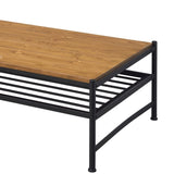 ZUN Oak and Black Coffee Table with Shelf B062P209091