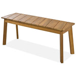 ZUN 3 Pieces Acacia Wood Table Bench Dining Set For Outdoor & Indoor Furniture With 2 Benches, Picnic 45376556