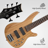 ZUN 44 Inch GIB 5 String H-H Pickup Laurel Wood Fingerboard Electric Bass 24572750