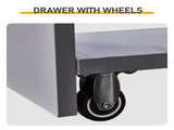 Gray particleboard with melamine veneer, 18*40*70cm, two-drawer, one-panel low cabinet with wheels 25816295