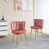 ZUN Modern PINK dining chair with iron tube golden color legs, velvet and comfortable W234P256810