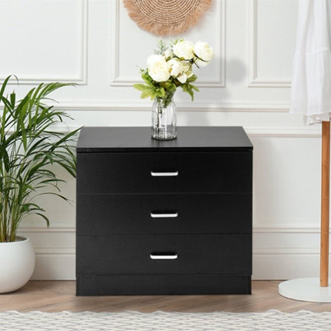 ZUN [FCH] Modern Simple 3-Drawer Table Nightstand Dresser Black 39538677