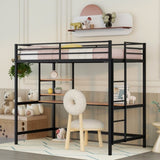 Twin Metal Loft Bed with Desk and Shelve,Black MF292491AAB