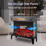 ZUN 24 inch three sided glass electric fireplace with feet W1769P166908