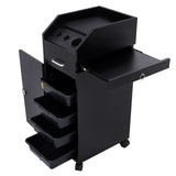 Hair Salon Storage Cart with Wheels & 3 Hair Dryer Holders & 4 Drawers & Lock & 2 Keys, Hairdressing 03688637