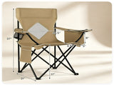 Folding Camping Chair, Heavy-Duty Metal Frame Portable Outdoor Chair with Cup Holder, Insulated 72175565