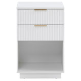 White P2 Density Board Wavy Pattern Drawer Front Two-Drawer Bedside Cabinet 42239066