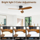 52-Inch Smart Ceiling Fan With Light and Remote,3 ABS Blades,18W Dimmable LED,With W934P336570