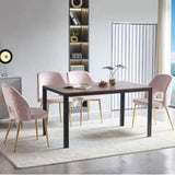Pink Velvet Dining Chairs with Metal Legs and Hollow Back Upholstered Dining Chairs Set of 4 W1164P188252