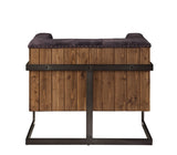 Antique Ebony and Rustic Oak Tufted Accent Chair B062P209163