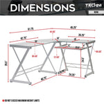 ZUN L-Shaped Tempered Glass Top Computer Desk with Pull Out Keyboard Panel, Clear 70147724