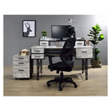 ZUN Antique White and Black 5-Drawer Computer Desk B062P209211