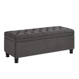 Upholstered tufted button storage bench ,Linen fabric entry bench with spindle wooden legs, Bed W2186P151307