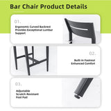 Modern Outdoor 2PC Bar Stools, Aluminum Patio Bar Chair with Ergonomic Backrest, Tapered Legs, W1886P300268