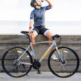 24 Speed Hybrid bike Disc Brake 700C Road Bike For men women's City Bicycle W1019112677