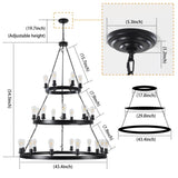 ZUN (Same as W1340119961/L1017) 27 Light Metal Ring Chandelier Black (No Bulbs) W1340P206660