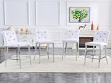 A set of 2 white vintage crocodile bar chairs, featuring crystal clasp design and synthetic W3875P383095