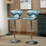 Masaccio Upholstery Airlift Adjustable Swivel Barstool with Chrome Base, Set of 2, Blue T2574P164833