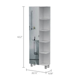 Urano Corner Linen Cabinet, Five External Shelves, Single Door, Four Interior Shelves -White B07091991