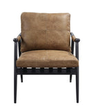 Berham Chestnut and Matt Iron Accent Chair with Metal Leg B062P209142