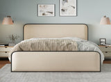 Modern Metal Bed Frame with Curved Upholstered Headboard and Footboard Bed with Under Bed Storage, N701P229015B
