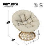 ZUN 40" Ergonomic Wicker Papasan Chair with Cloud Thick Density Fabric Cushion,3-proof Cover,High N723P224372A