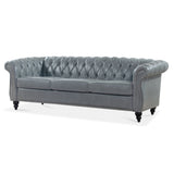 ZUN 84.65" Rolled Arm Chesterfield 3 Seater Sofa. W68061169