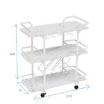 ZUN Painted Three-layer Bar Cart, With Wine Rack And Glass Holder, Suitable for Families And Small 52205153