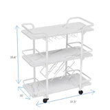 ZUN Painted Three-layer Bar Cart, With Wine Rack And Glass Holder, Suitable for Families And Small 52205153