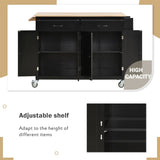 Kitchen Island Cart with Solid Wood Top and Locking Wheels,54.3 Inch Width,4 Door Cabinet and Two 59372861