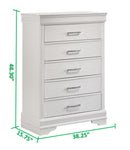 ZUN Modern 5 Drawers Chest made with Wood in White 733569342808