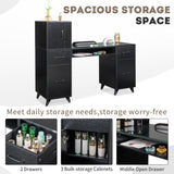 Black relief particle board tempered glass 141*50*112cm three doors and two drawers fanless nail 18175972