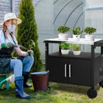 ZUN Outdoor Grill Cart with Storage, Rolling Bar Cart Movable Kitchen Island for BBQ, Patio Dining Cart 64945841