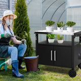 ZUN Outdoor Grill Cart with Storage, Rolling Bar Cart Movable Kitchen Island for BBQ, Patio Dining Cart 64945841