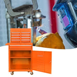 ZUN Detachable 5 Drawer Tool Chest with Bottom Cabinet and One Adjustable Shelf--Orange 08013365