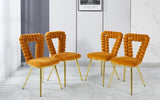 orange and gold Modern chair with iron tube legs, soft cushions and comfortable backrest, W234P271309