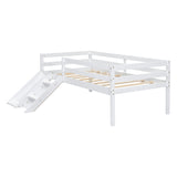 ZUN Twin Low Loft Bed with Slide, Ladder, Safety Guardrails, No Box Spring Needed,White 66011923