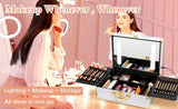 ZUN Portable Makeup Case with LED Mirror Travel Makeup Bag Cosmetic Organizer Box with Locks, Brush W1550P163303