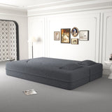 Modern Floor Sofa with 2 Pillows,Convertible Teddy Fabric Foam-Filled Sleeper Sofa Bed,15" Full Size 73126856