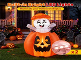 5ft Animated Halloween Inflatable Pumpkin with Rising Ghost, 2 Built-in LED Lights, Self-Inflating 54238430