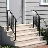 Matte Black Outdoor 2-Step Iron Handrail 50228565